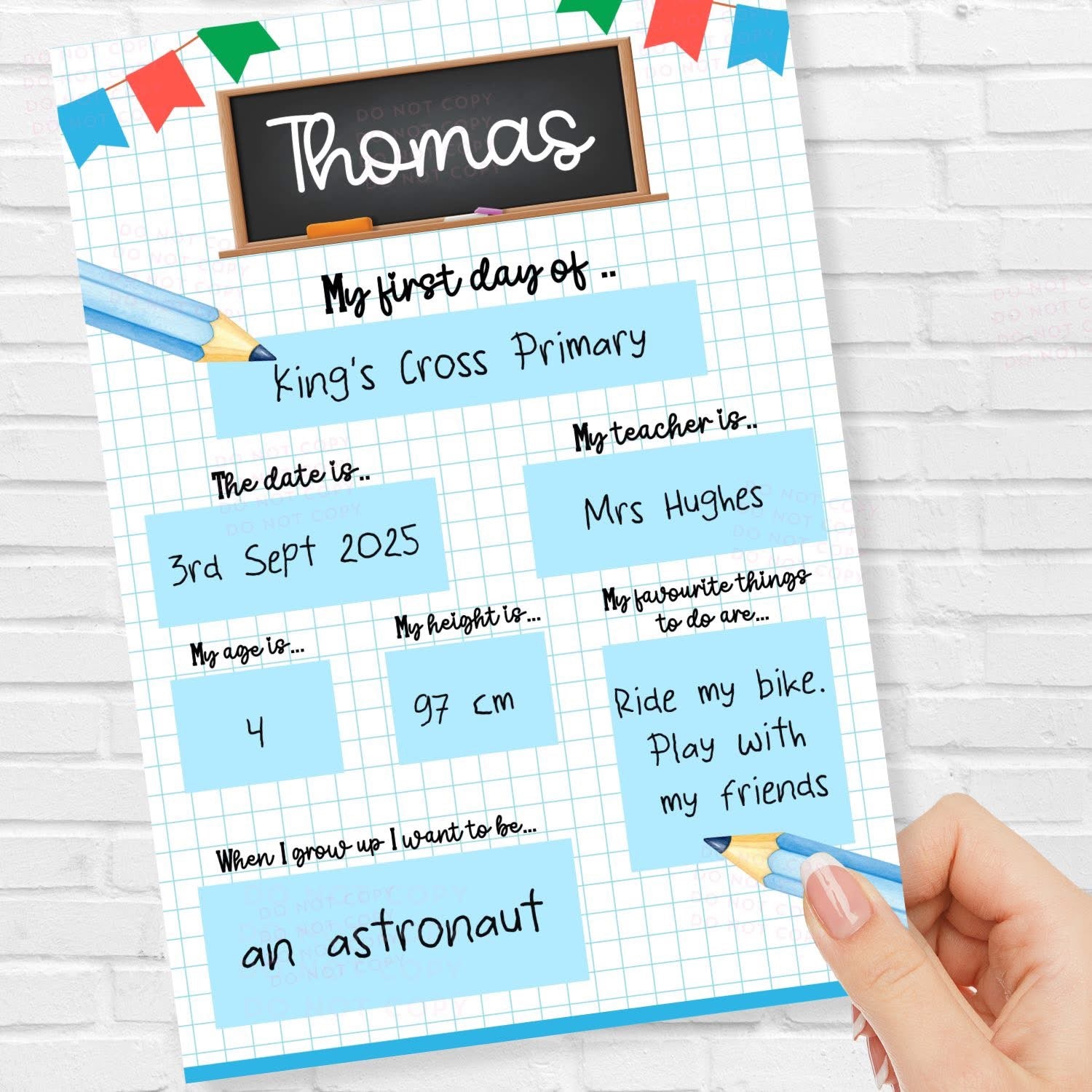 My First Day of School Sign – Personalised Print