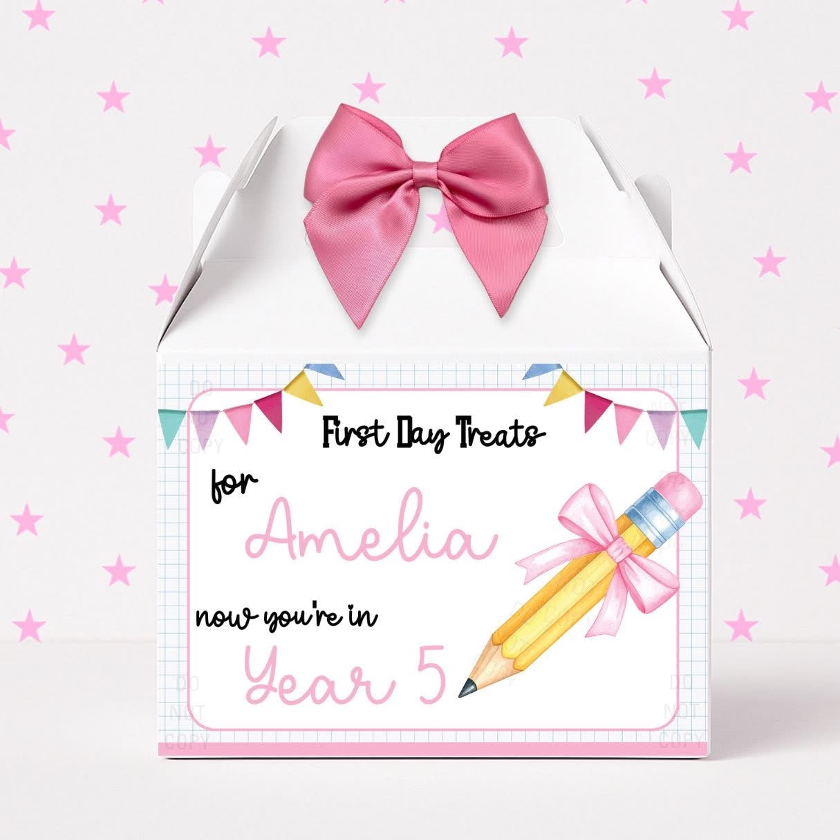Personalised first day treat boxes