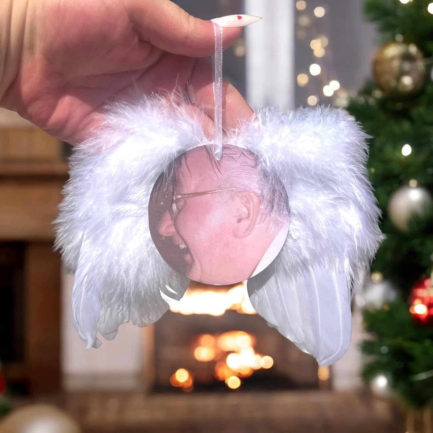 Personalised Angel wings Memorial Bauble – Feather Wings