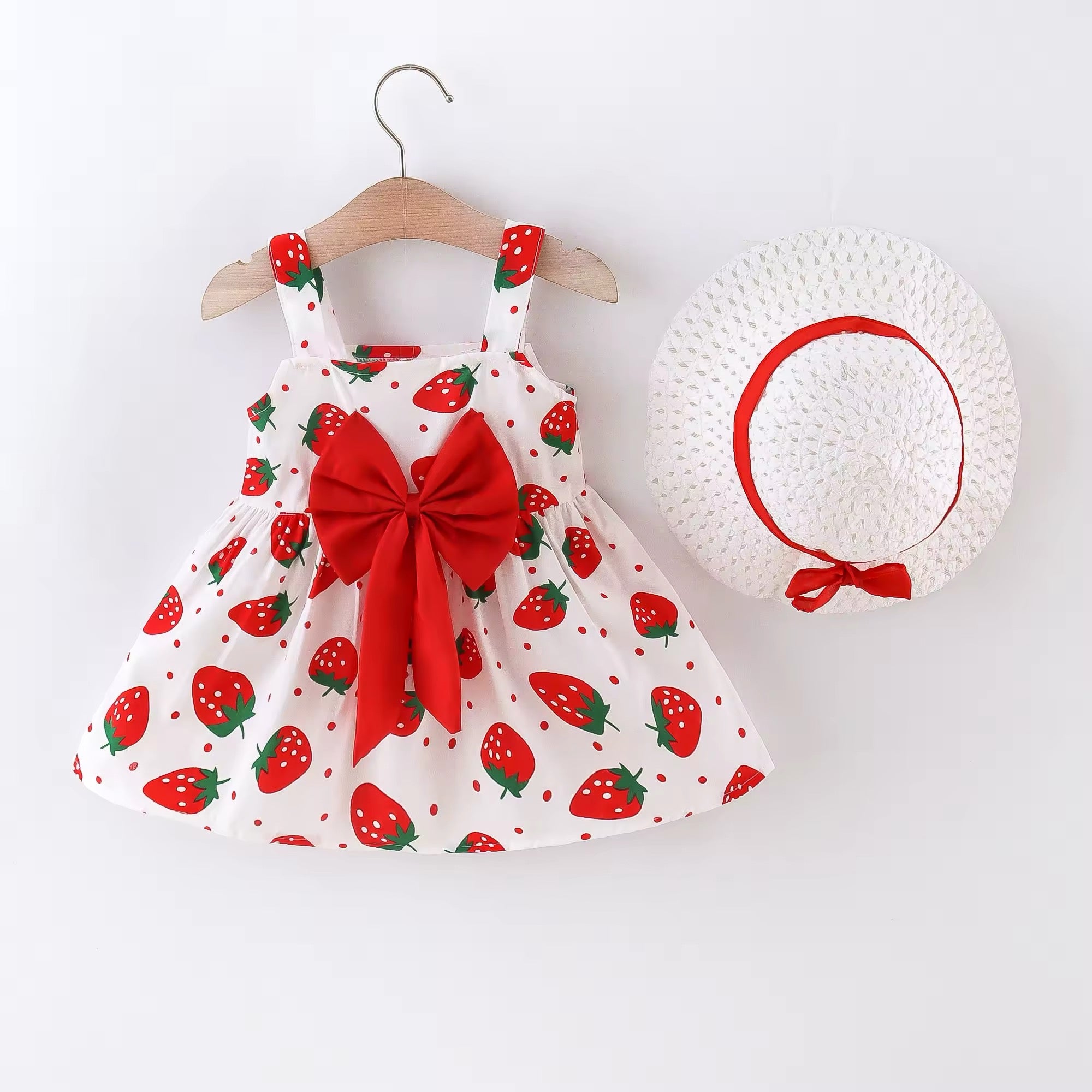 Strawberry dress and hats set