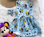 Blue dog party dress and scrunchie