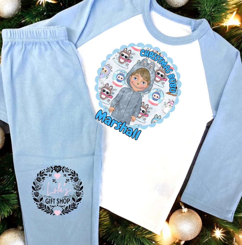 Personalised “Christmas Bubu” Pyjamas blue