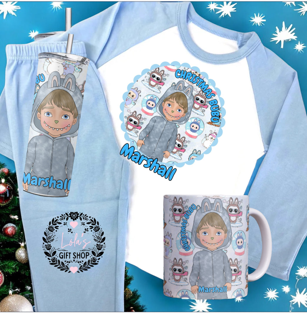 Personalised “Christmas Bubu” Pyjamas blue