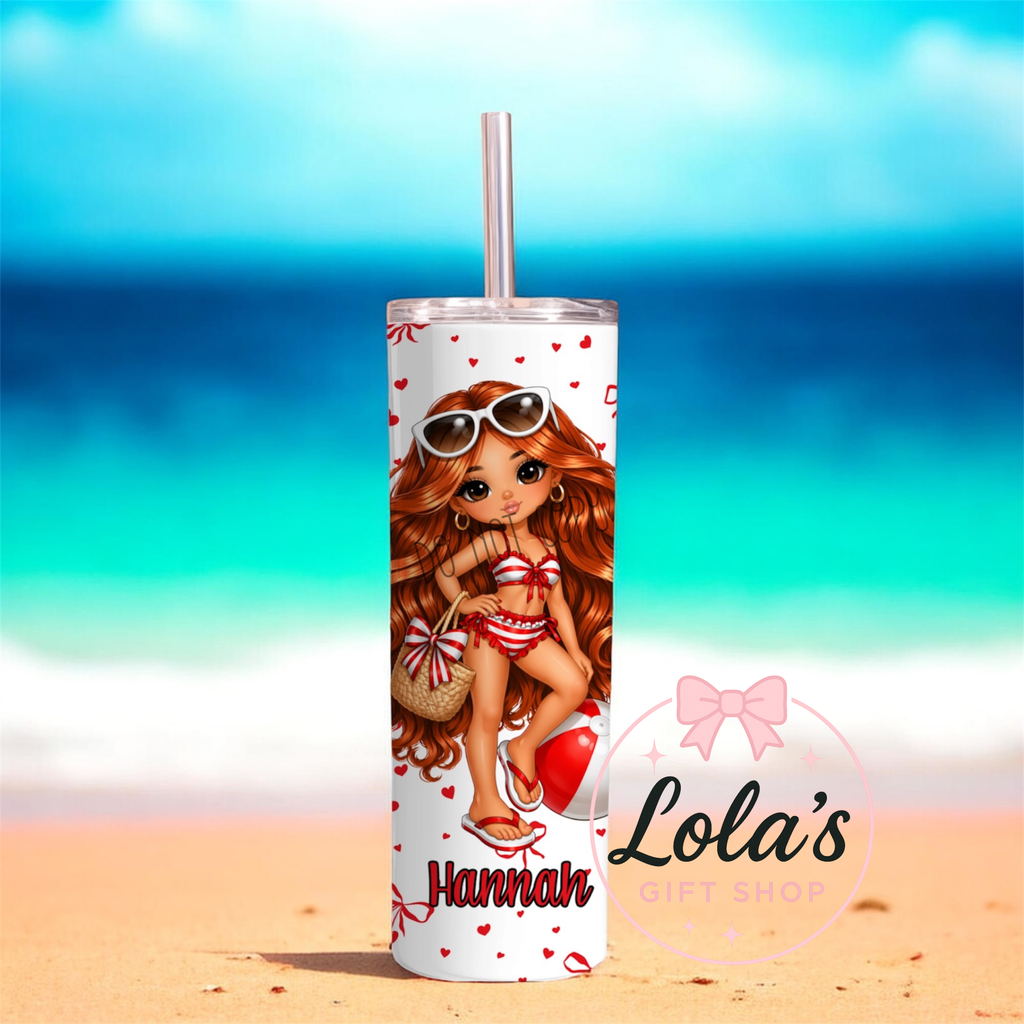 Bow beach girl personalised tumbler 20oz