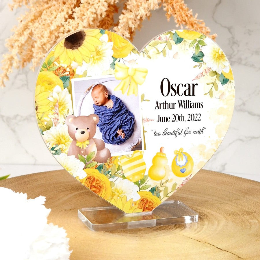 Baby Loss Bear Memorial Heart (with Photo)