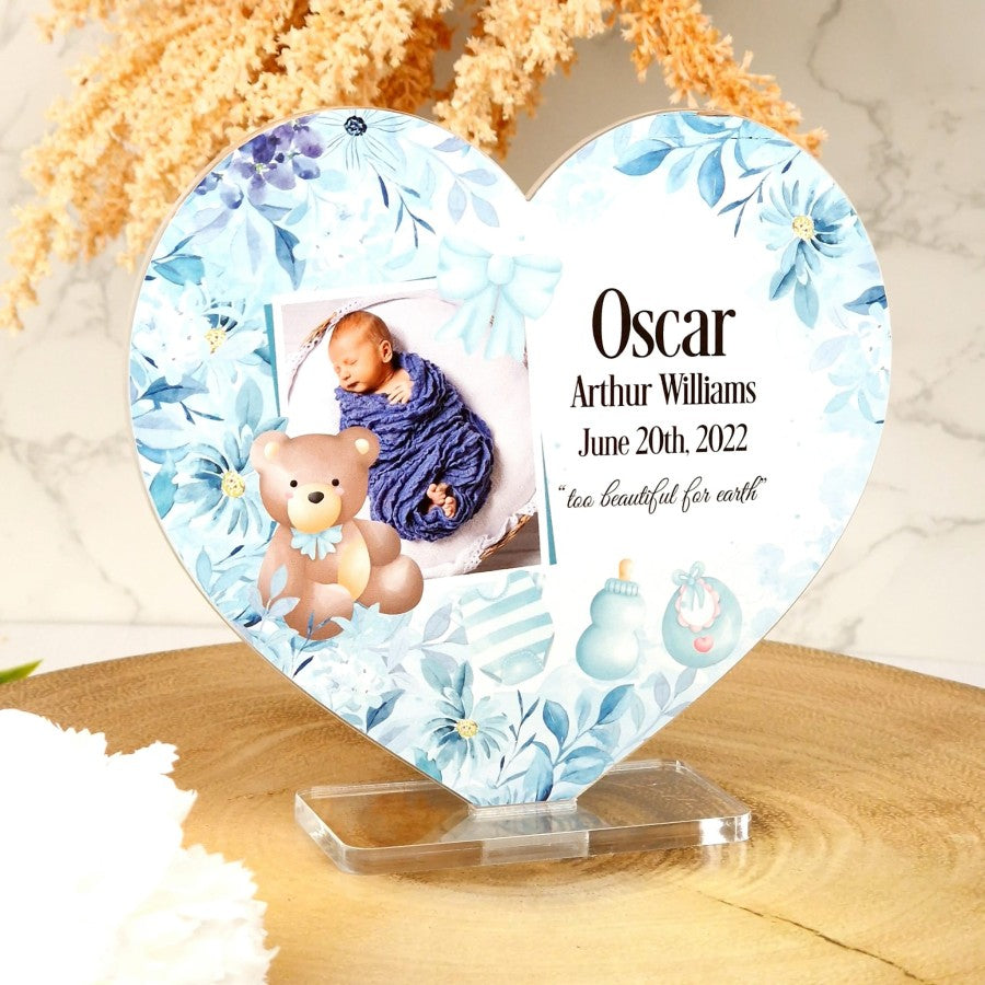 Baby Loss Bear Memorial Heart (with Photo)