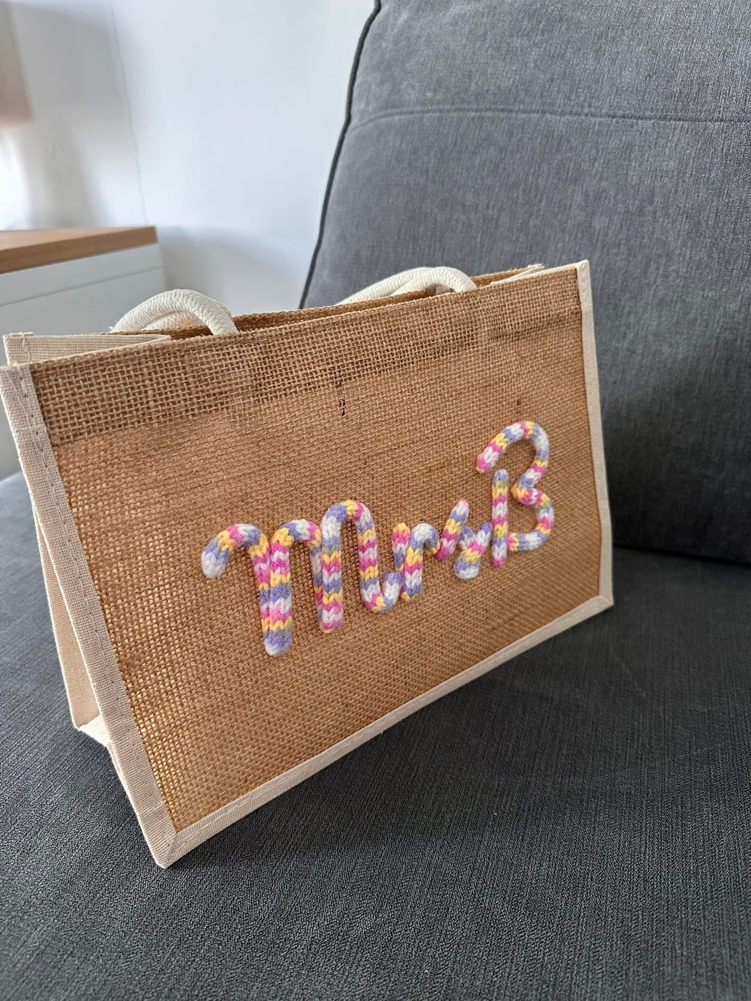 Embroidery burlaps tote bags