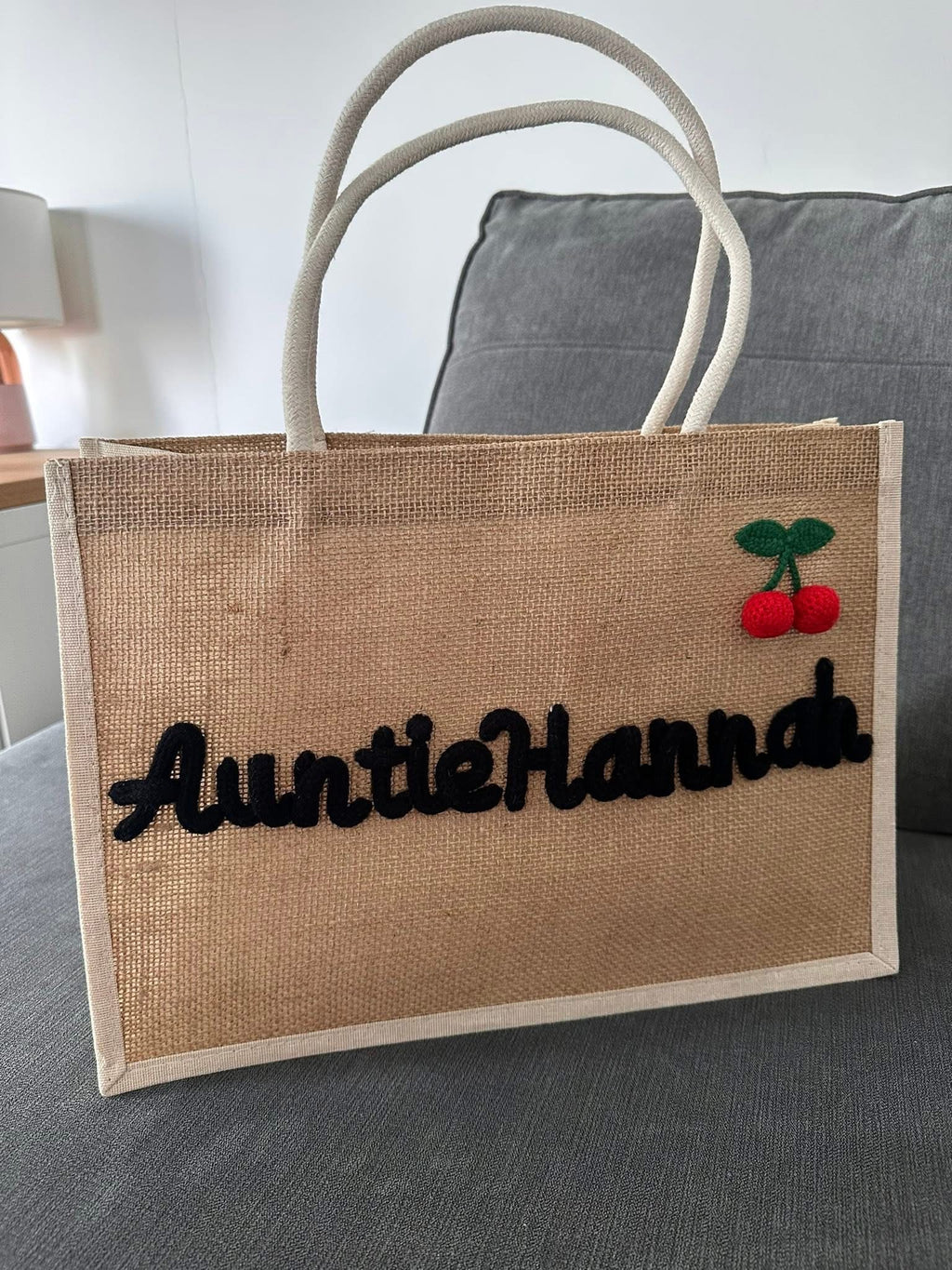 Embroidery burlaps tote bags