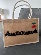 Embroidery burlaps tote bags