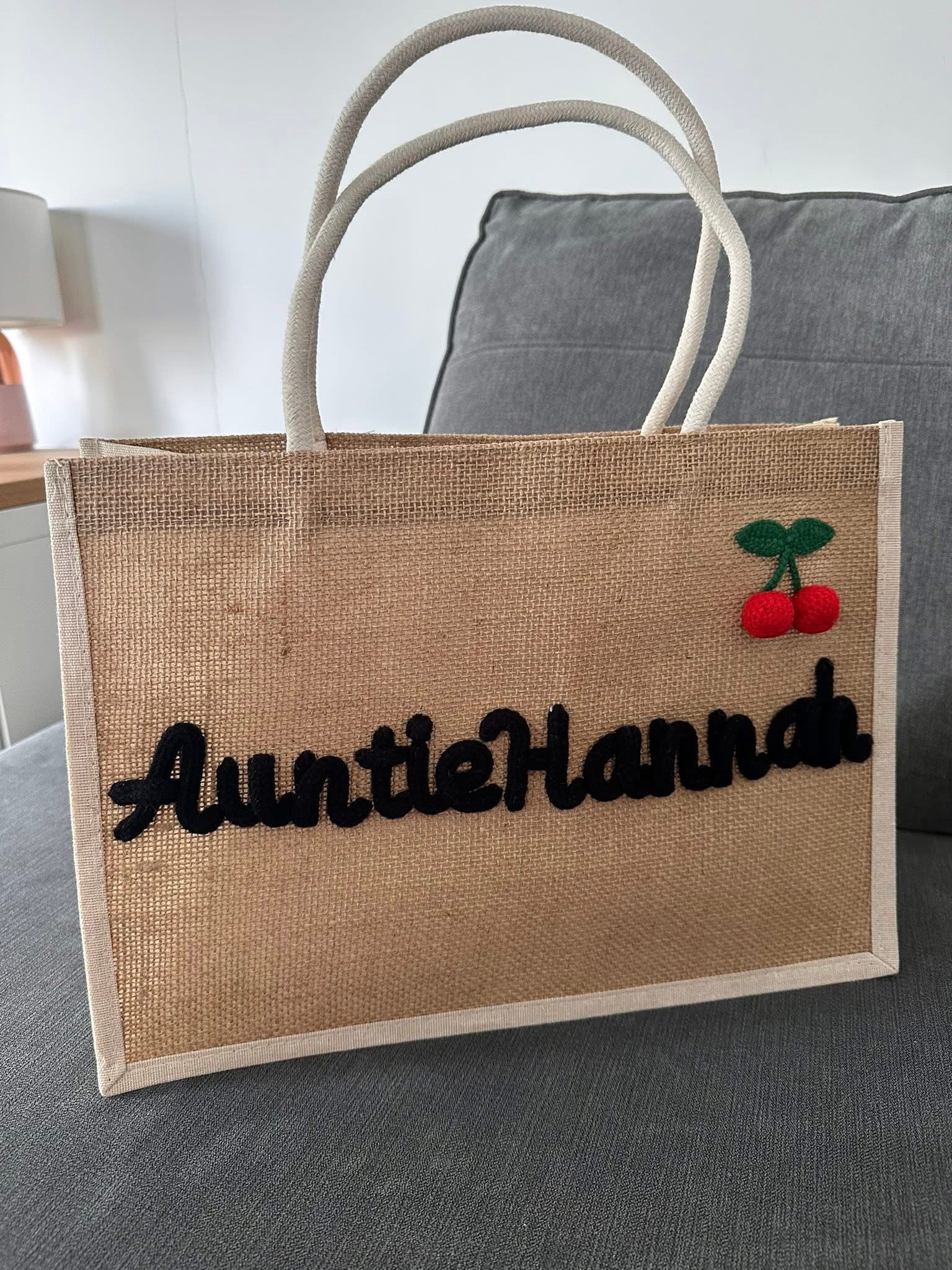 Embroidery burlaps tote bags