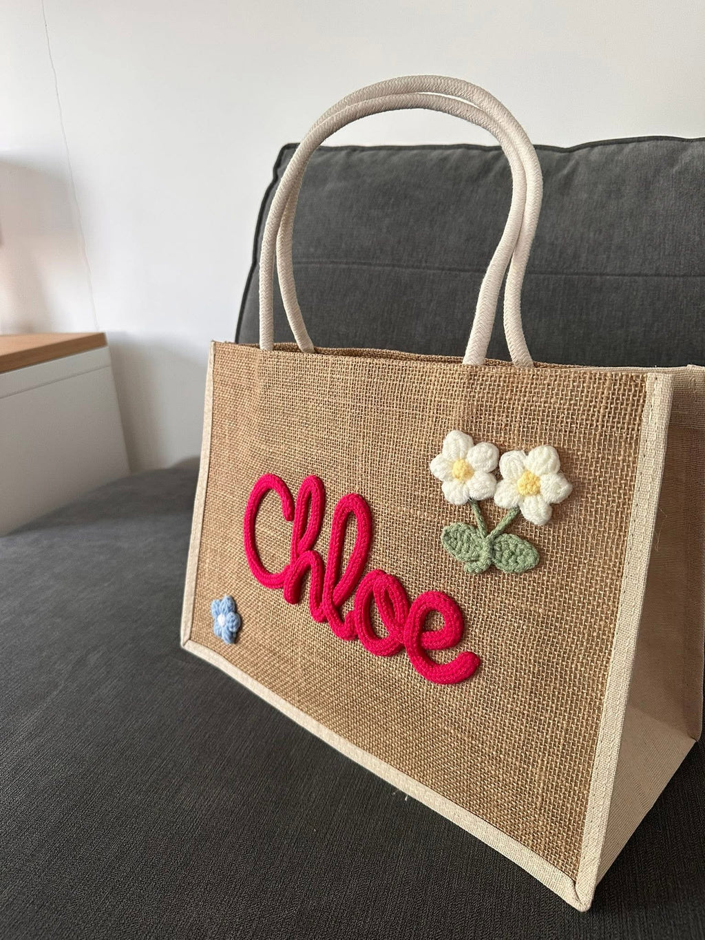 Embroidery burlaps tote bags