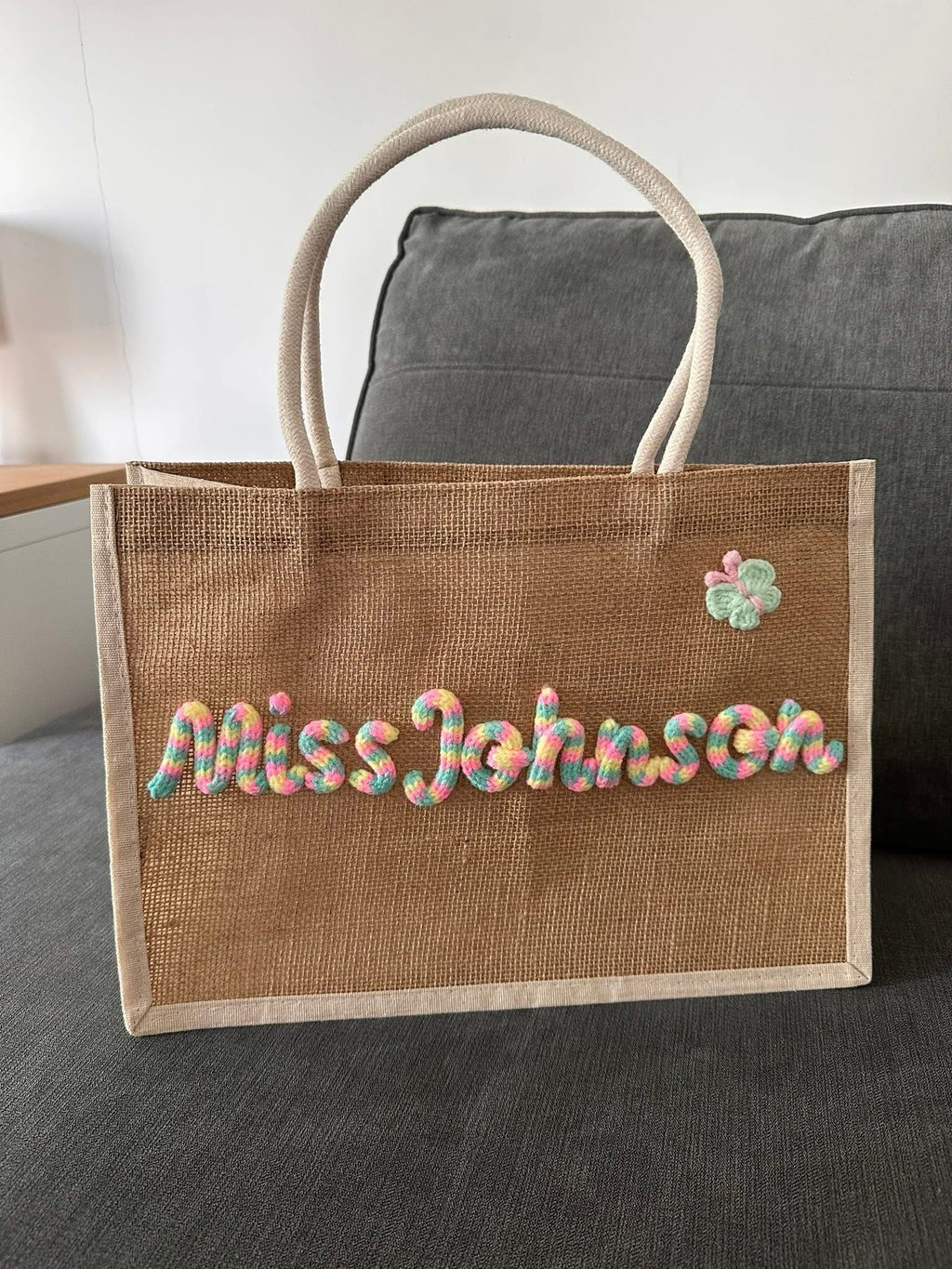 Embroidery burlaps tote bags
