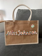 Embroidery burlaps tote bags