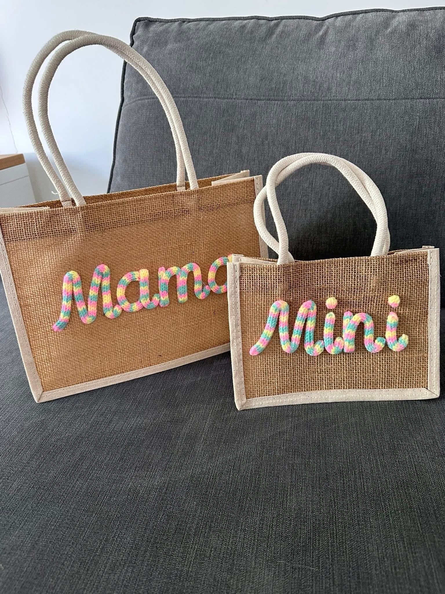 Embroidery burlaps tote bags