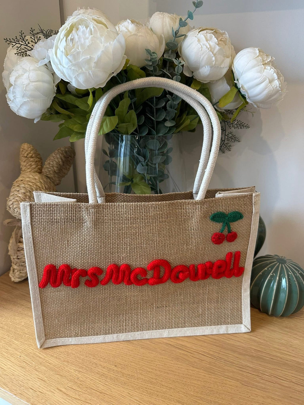 Embroidery burlaps tote bags