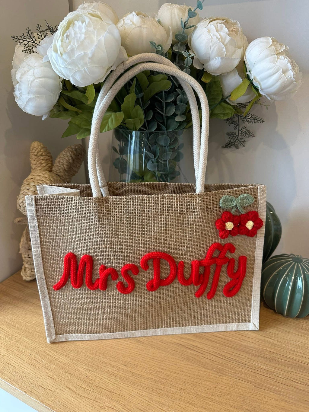 Embroidery burlaps tote bags