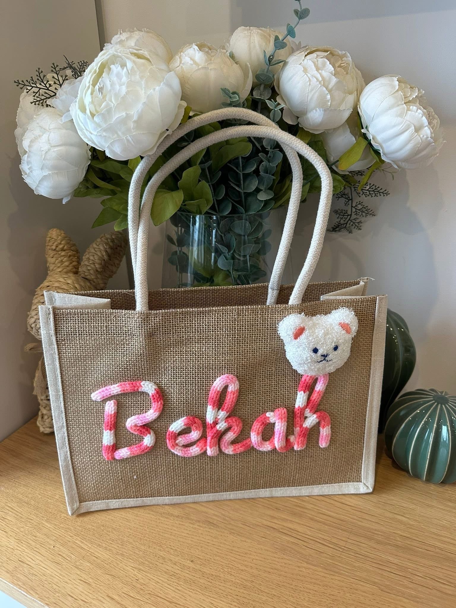 Embroidery burlaps tote bags