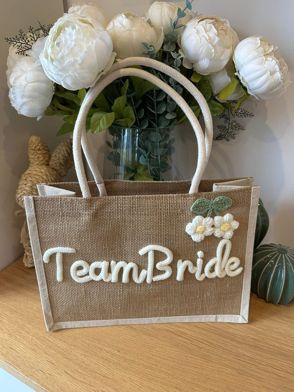 Embroidery burlaps tote bags
