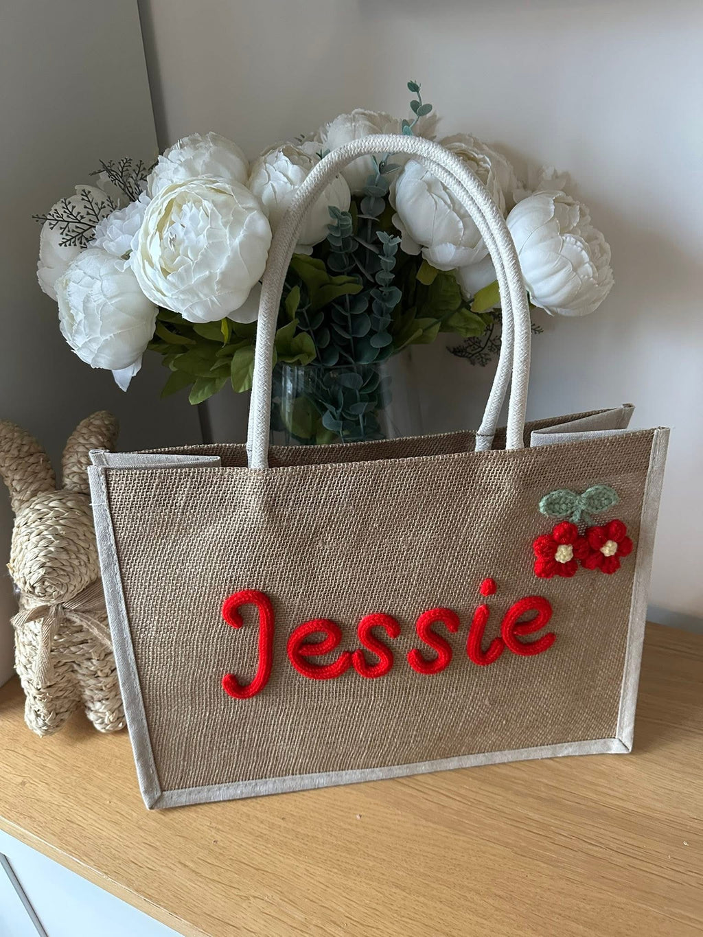 Embroidery burlaps tote bags