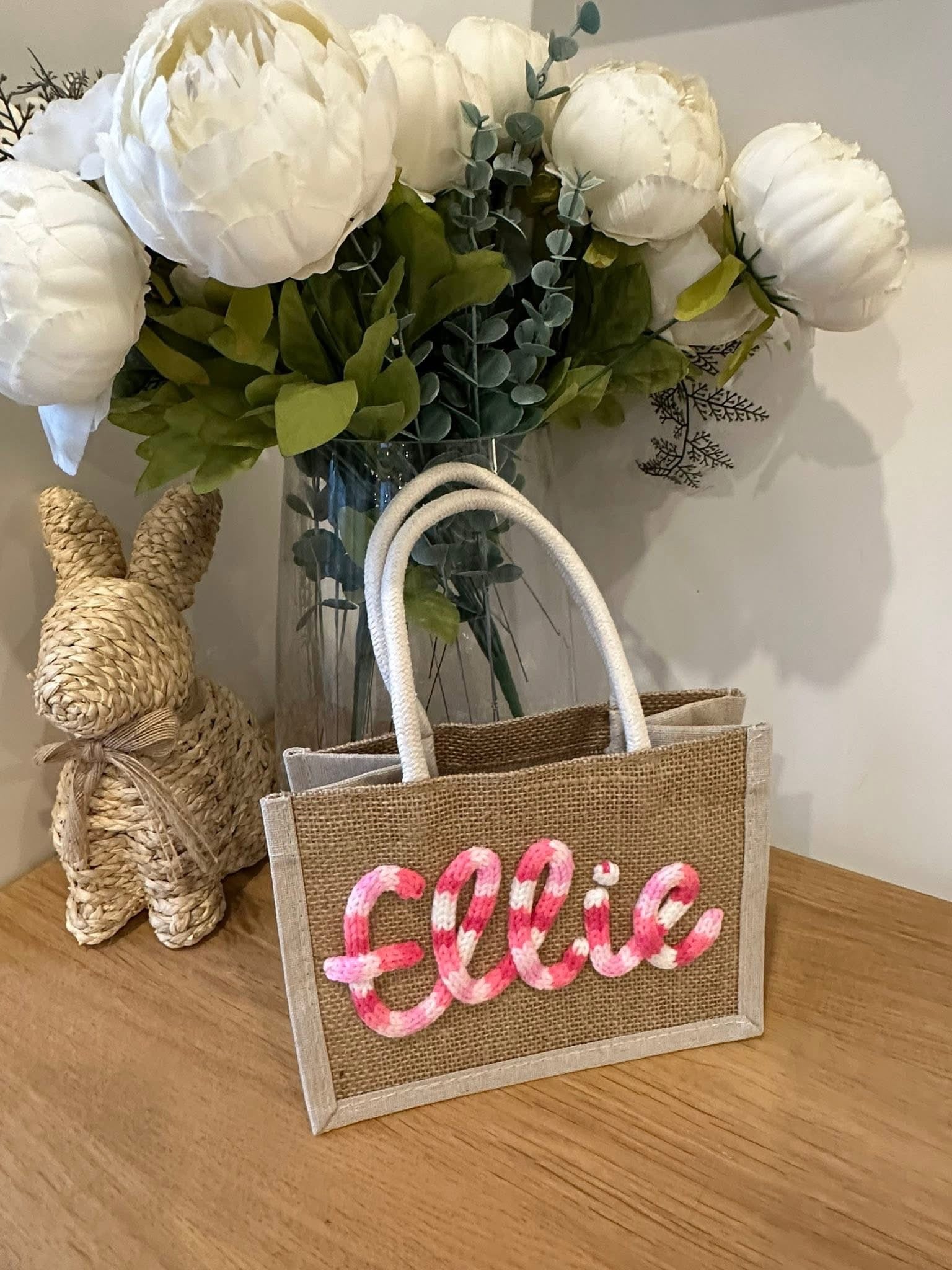 Embroidery burlaps tote bags