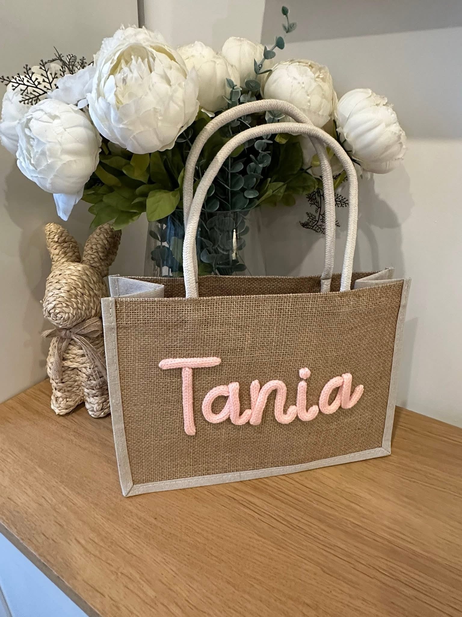 Embroidery burlaps tote bags