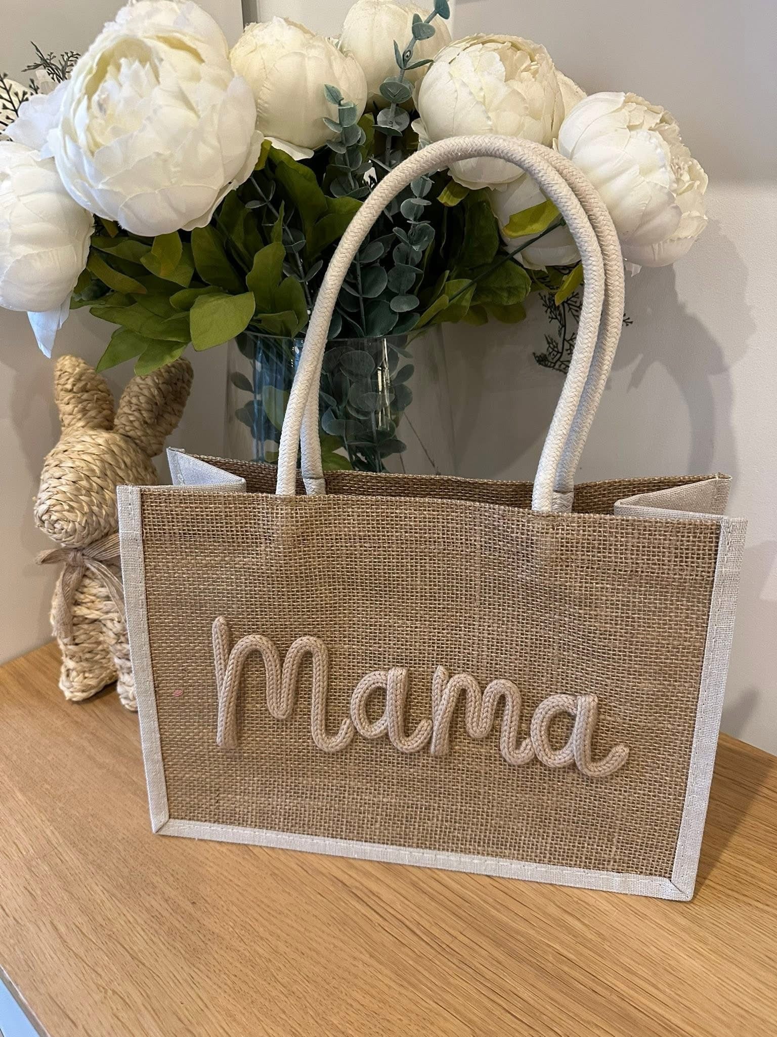 Embroidery burlaps tote bags