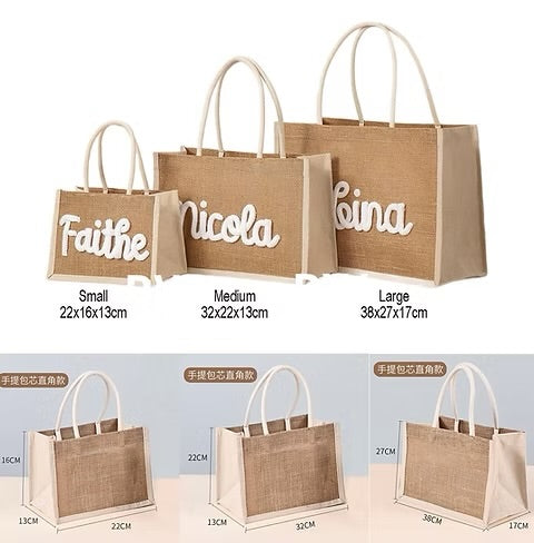 Embroidery burlaps tote bags