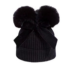 Personalised Double Pom Pom Bow Hat (Ages 2–10) 🎀