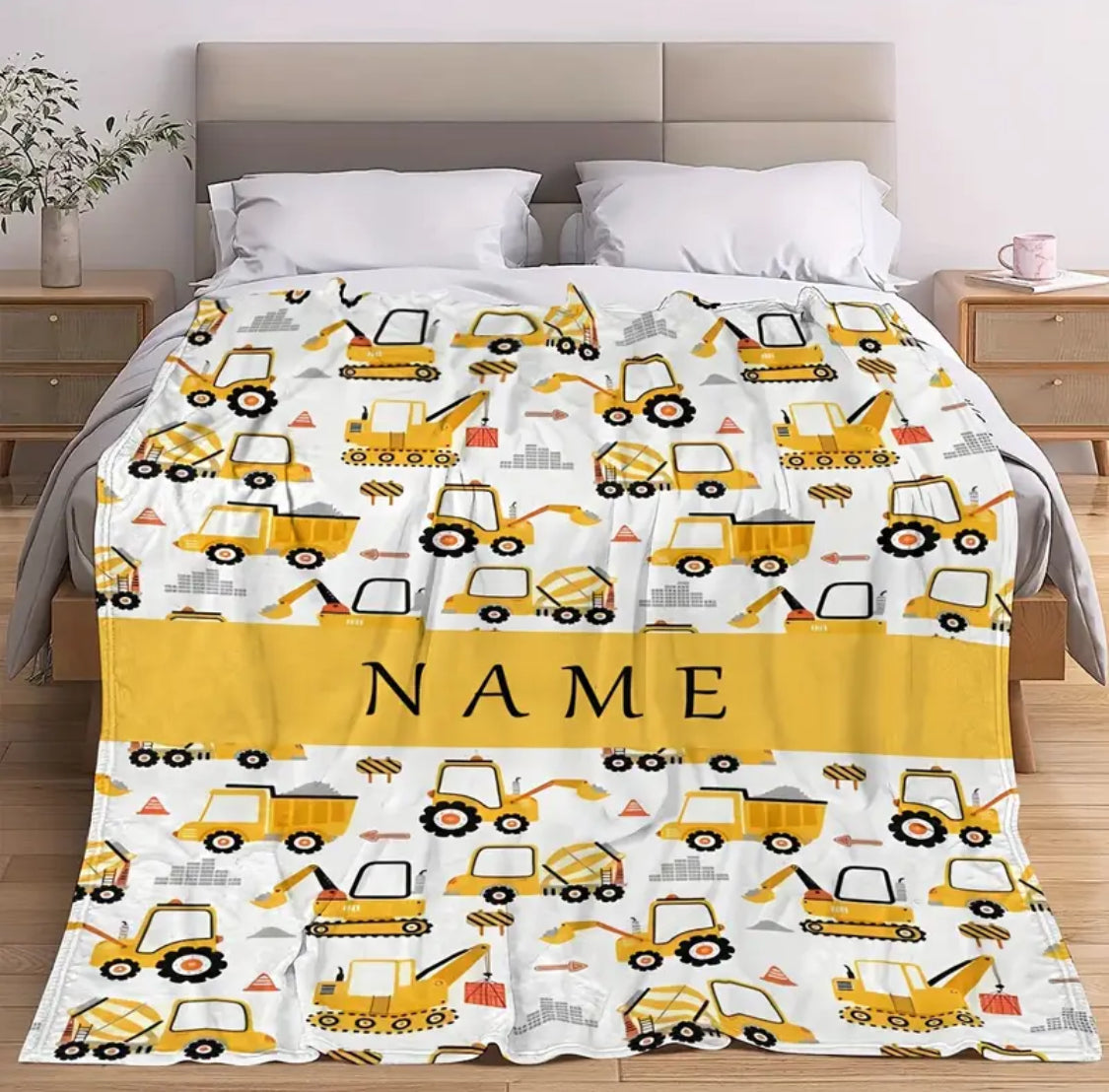 Personalised construction fleece blankets