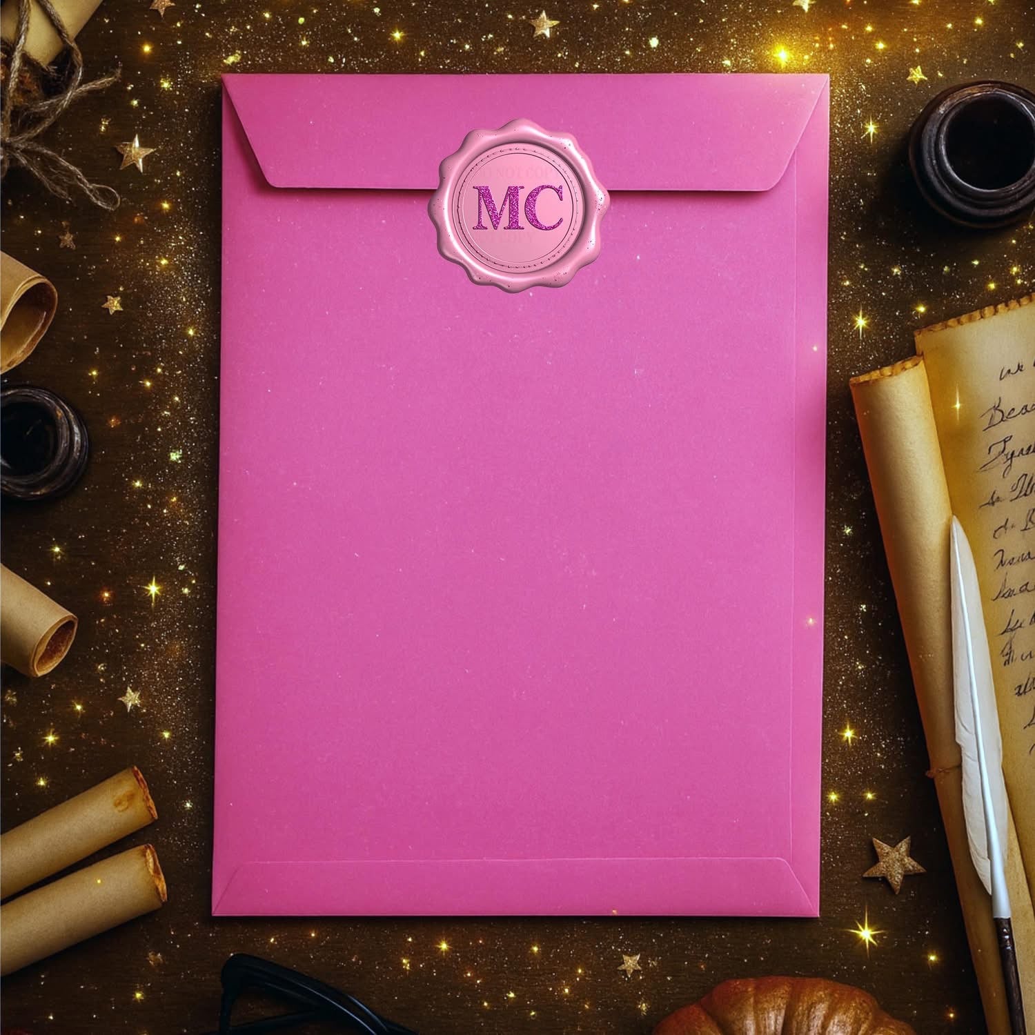 Personalised Mrs Claus letter with pink envelope with sticker wax seal