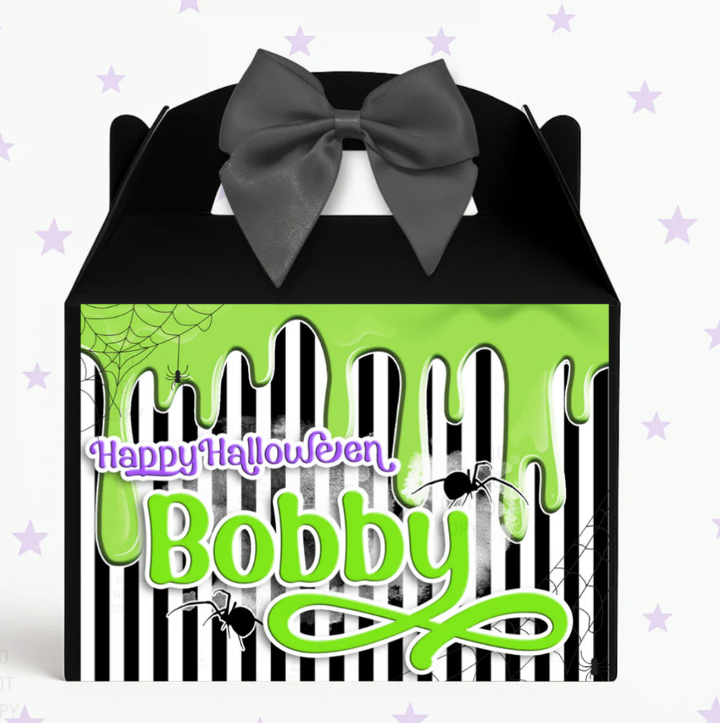 Personalised slime Halloween treat boxes