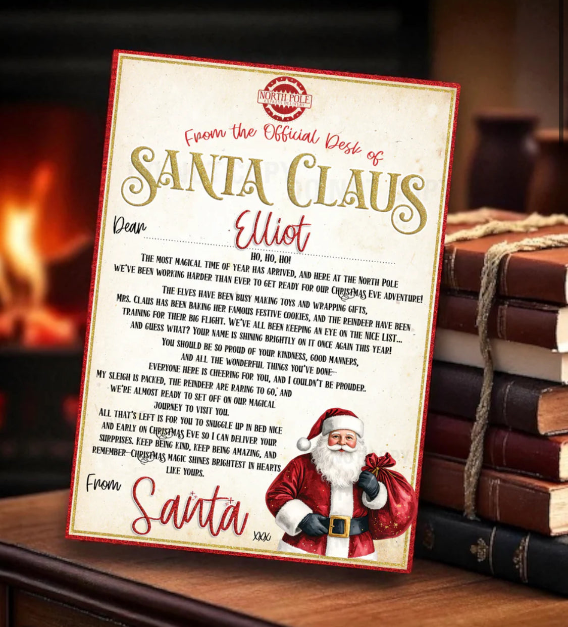 Personalised Santa letter with envelope and wax seal effect sticker
