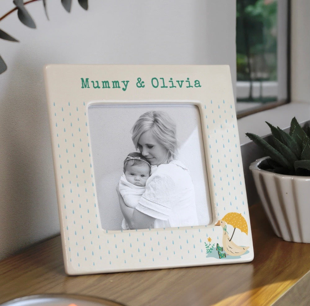 Personalised Puddle Duck Ceramic 4x4 Frame
