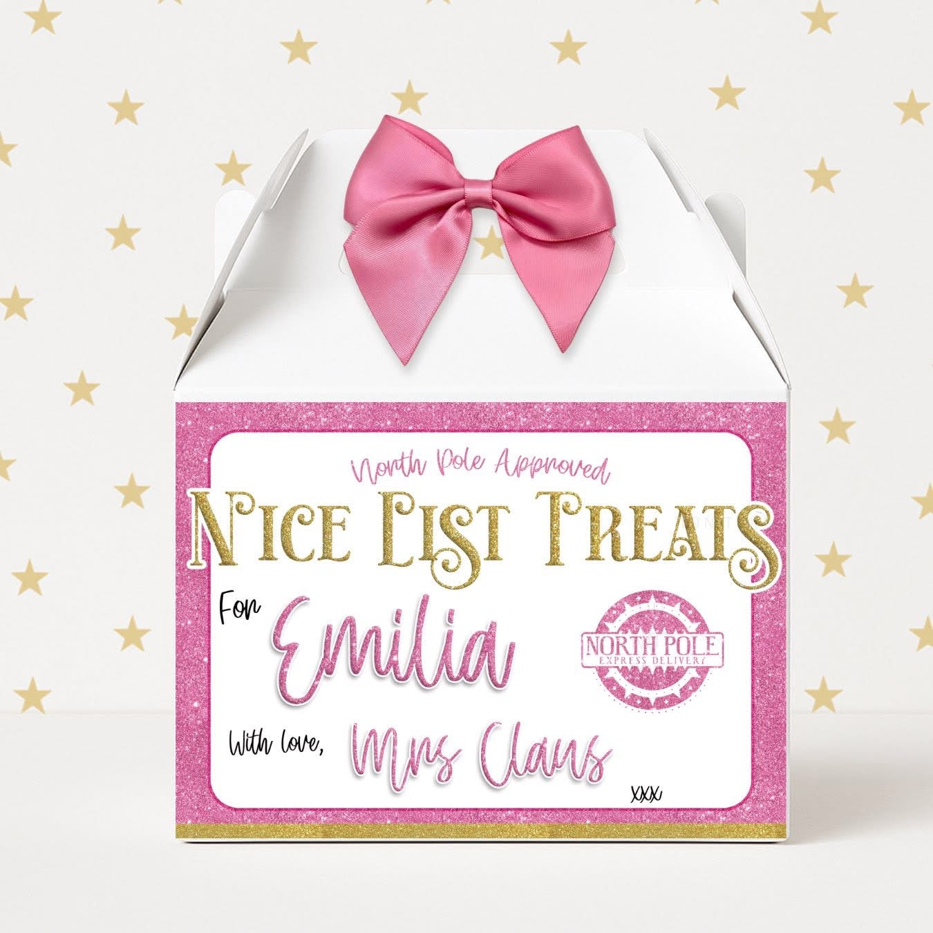 Personalised treat box from Mrs Claus