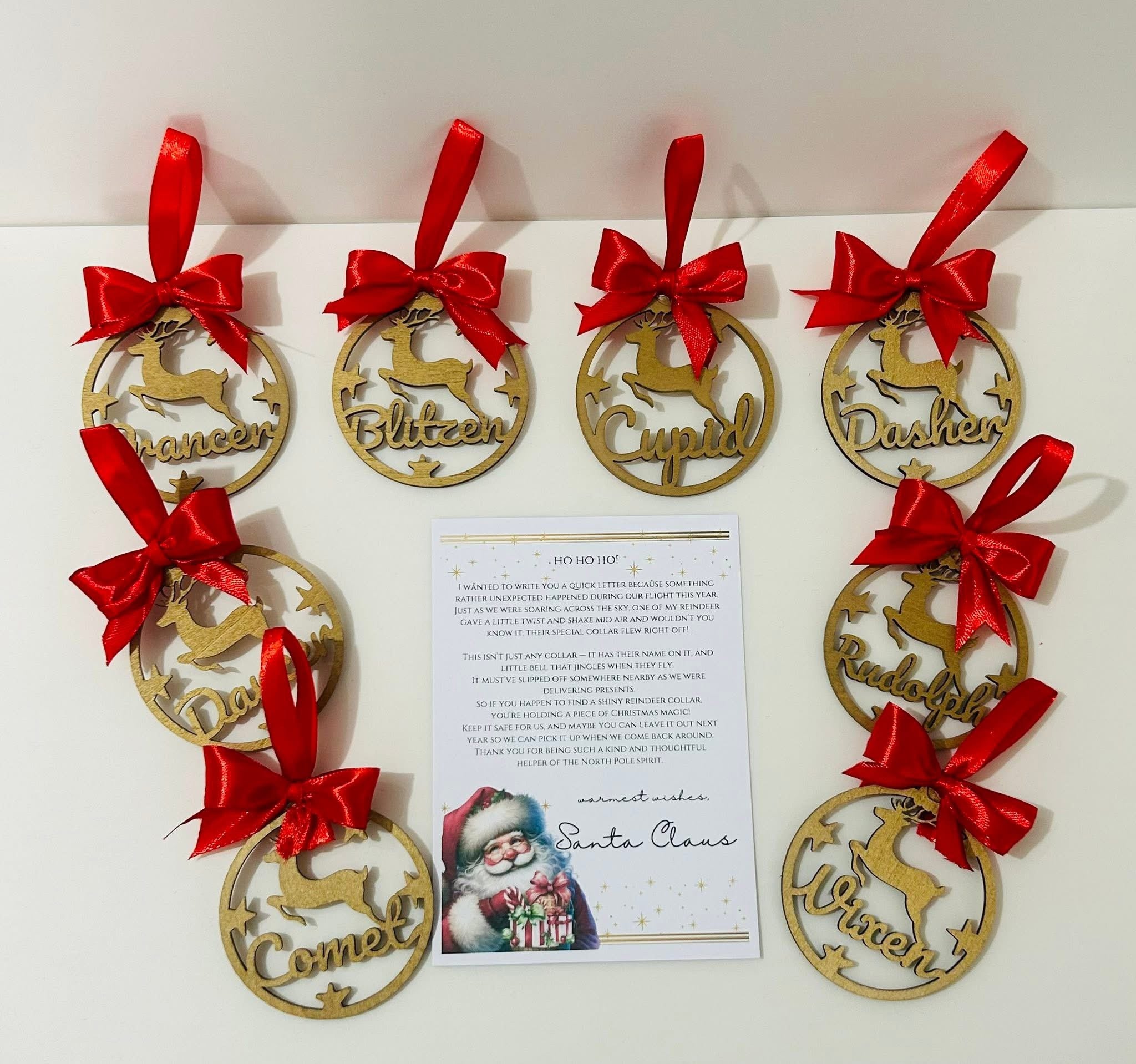 Wooden Reindeer Lost Collar And letter