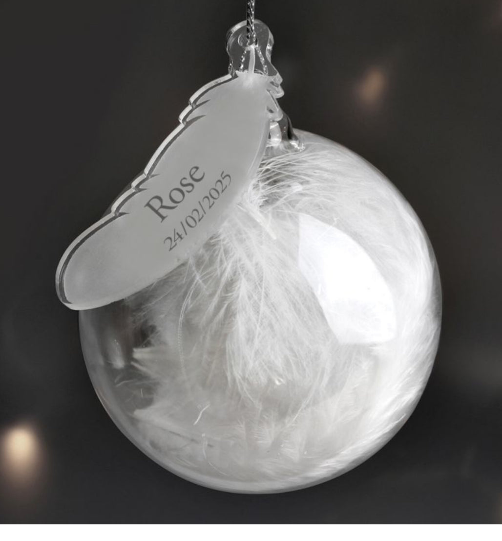 Personalised feather bauble