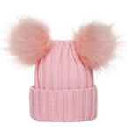 Double PomPom baby and adults beanie hat