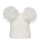 Double PomPom baby and adults beanie hat