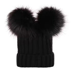 Double PomPom baby and adults beanie hat