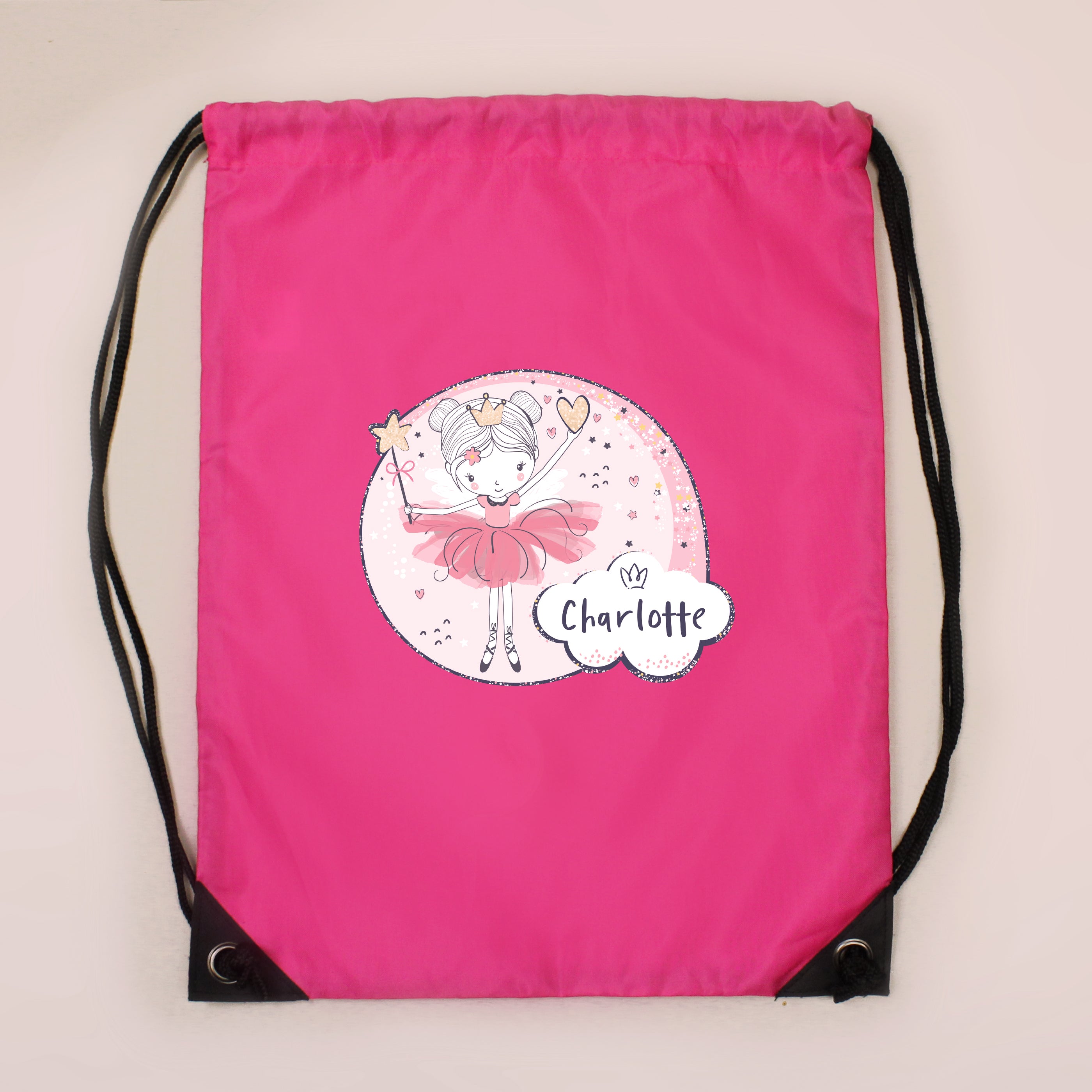 Personalised ballerina drawstring bag