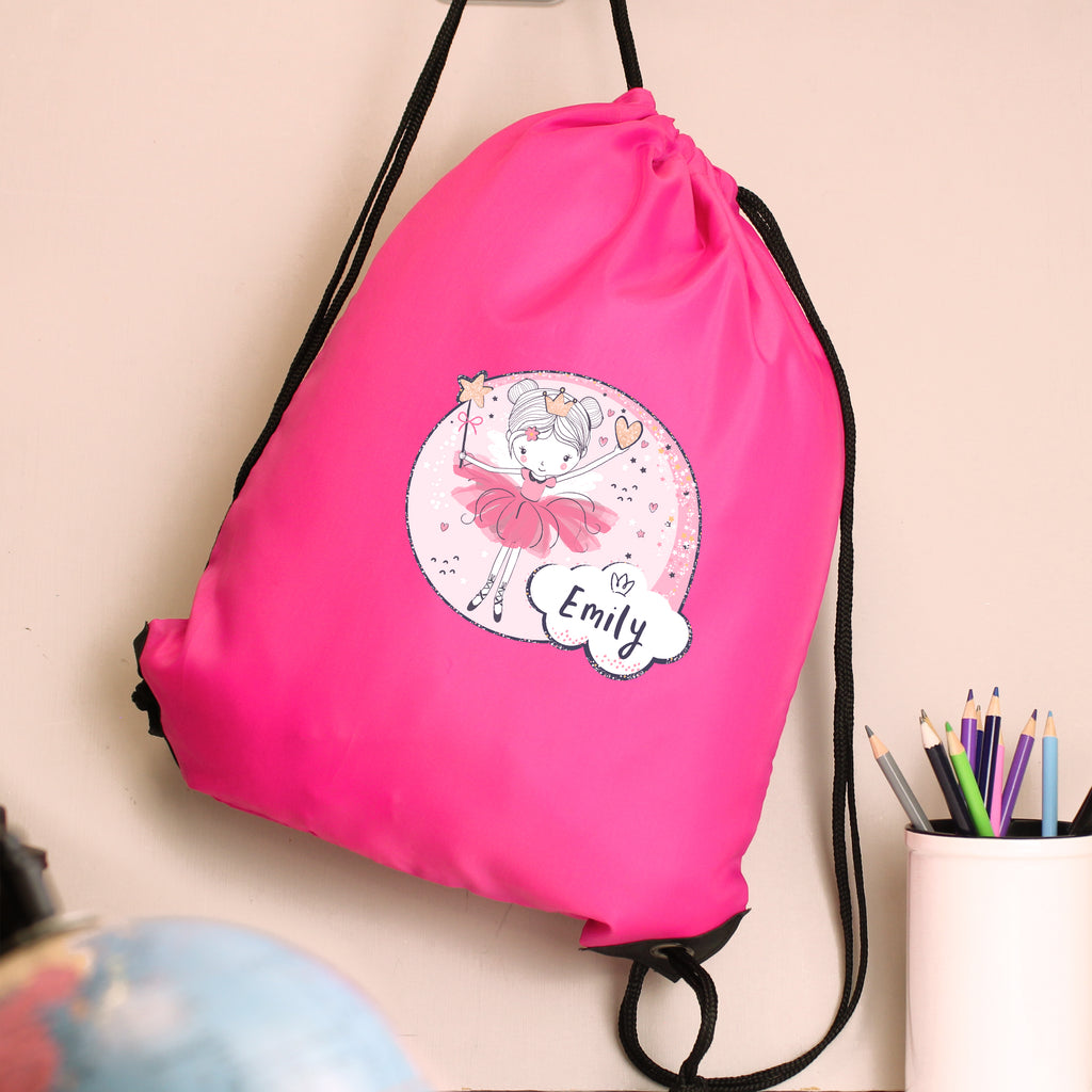 Personalised ballerina drawstring bag