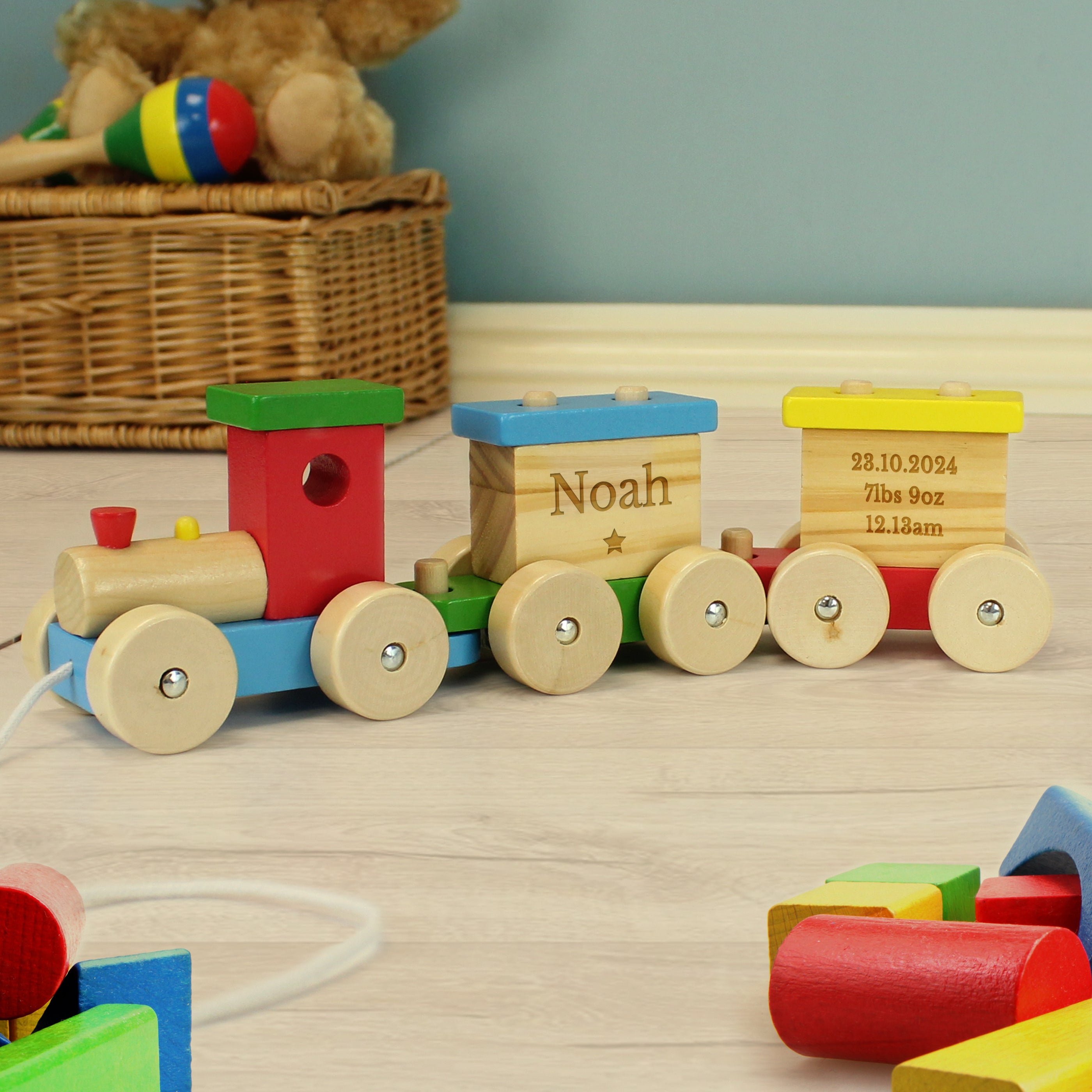 Personalised wooden train set