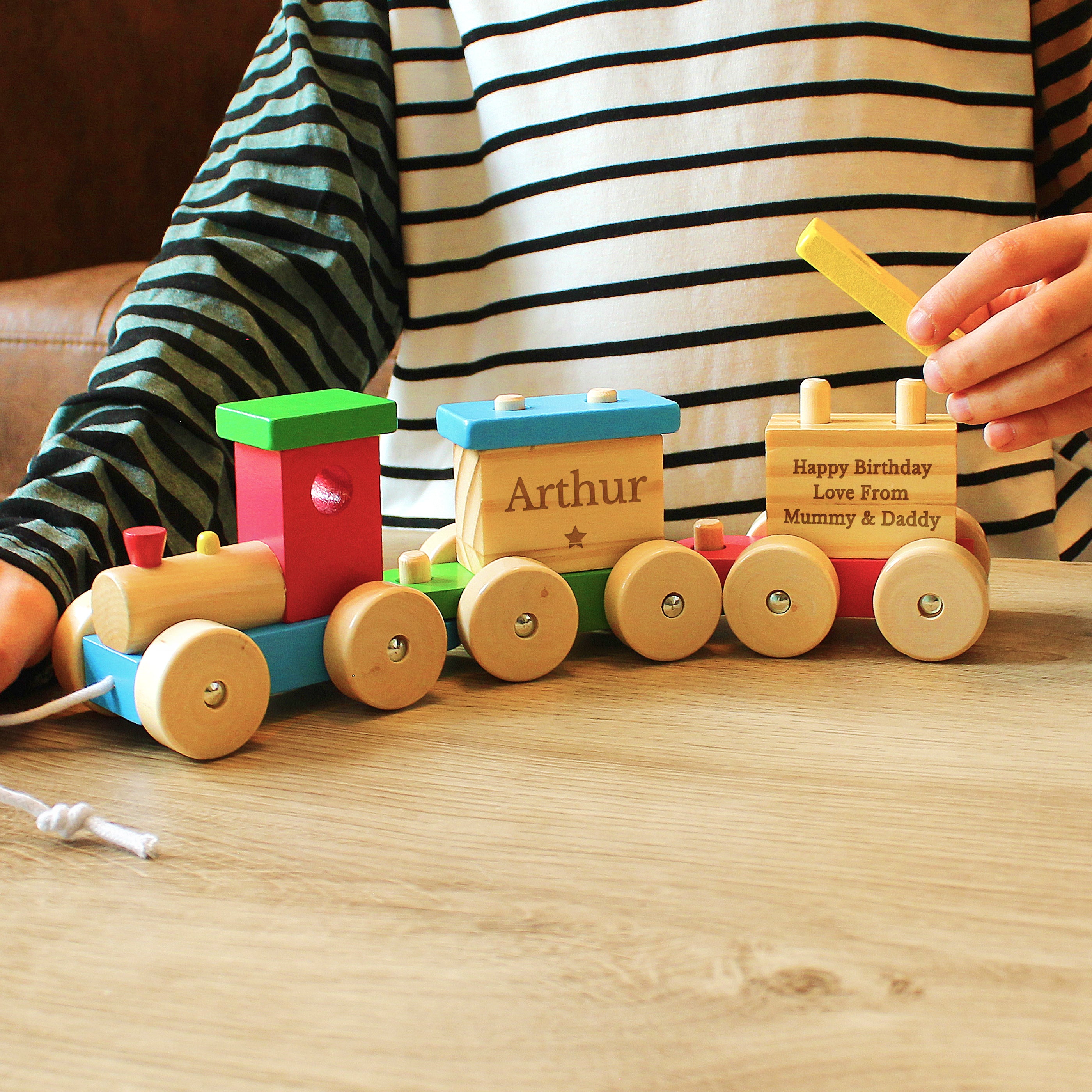 Personalised wooden train set