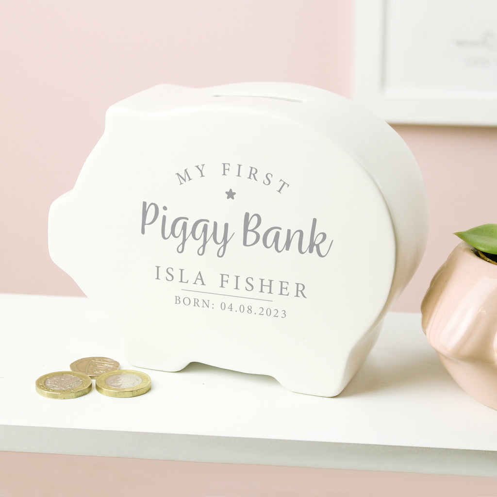 My first piggy bank personalised