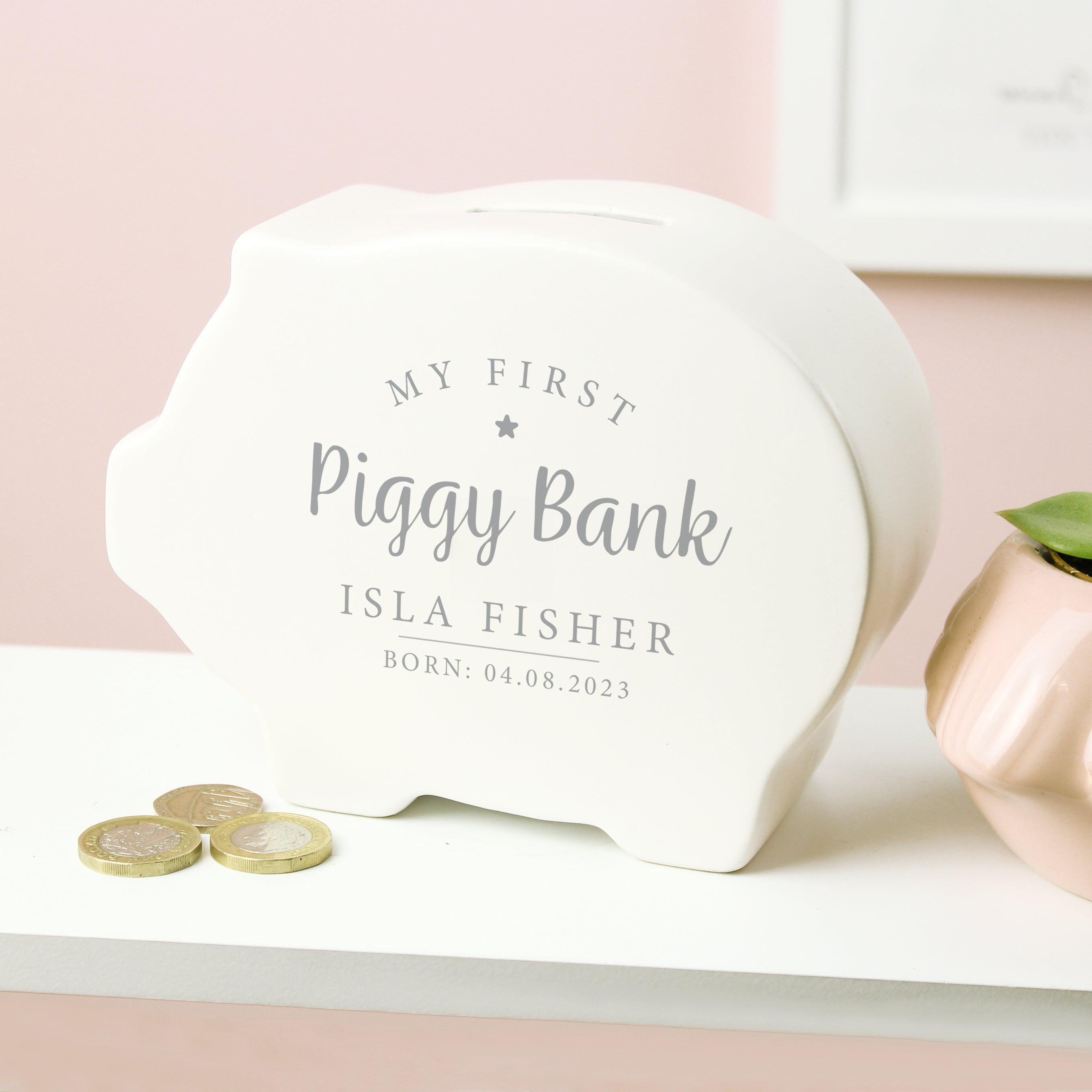 My first piggy bank personalised