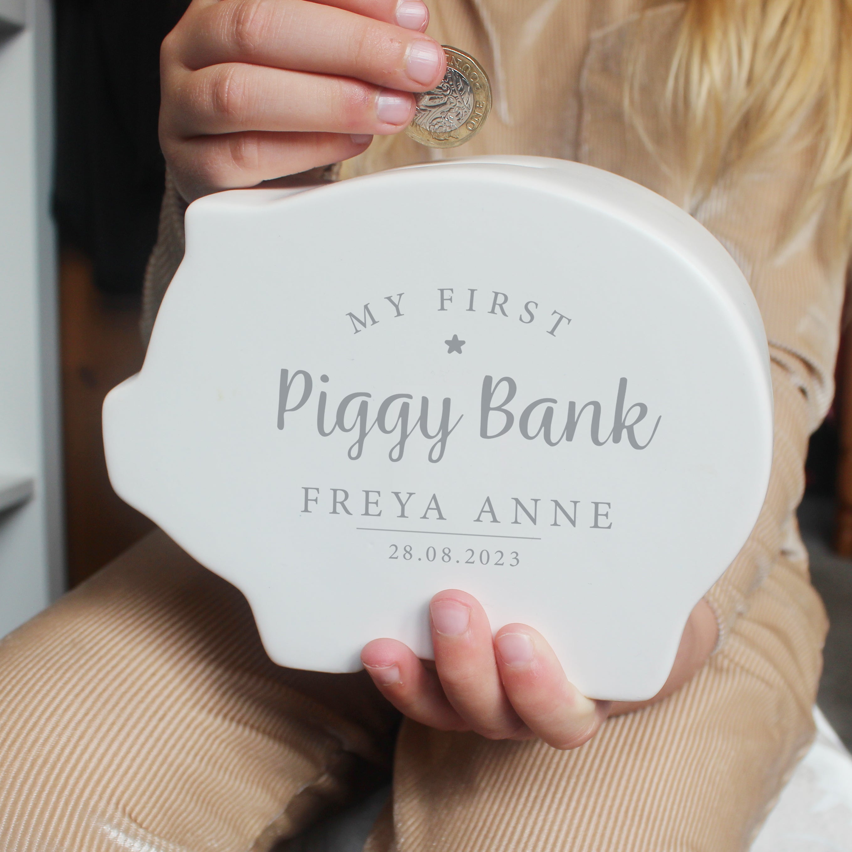 My first piggy bank personalised