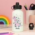 Personalised pink dinosaur bottle