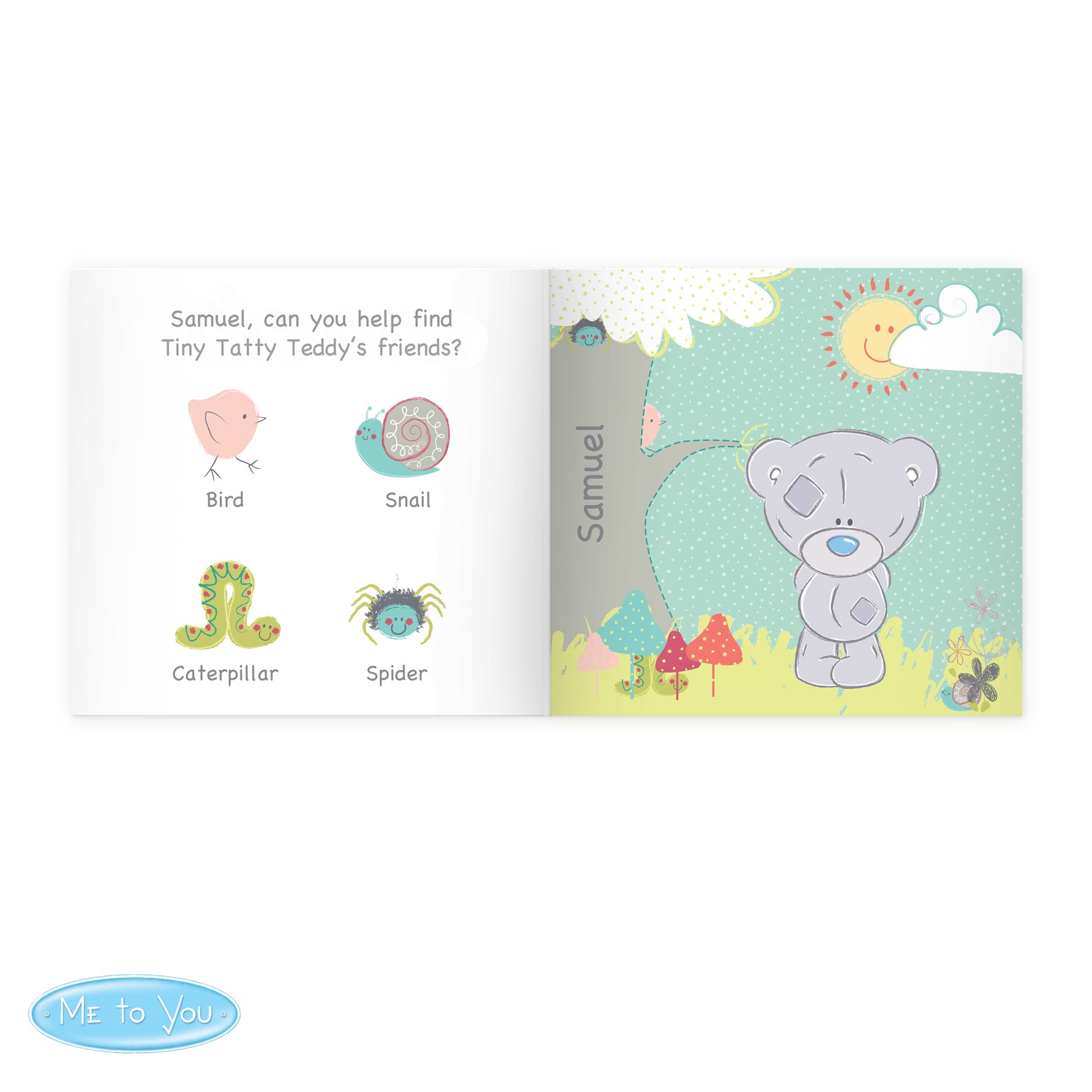 Personalised tatty Teddy learning book personalised