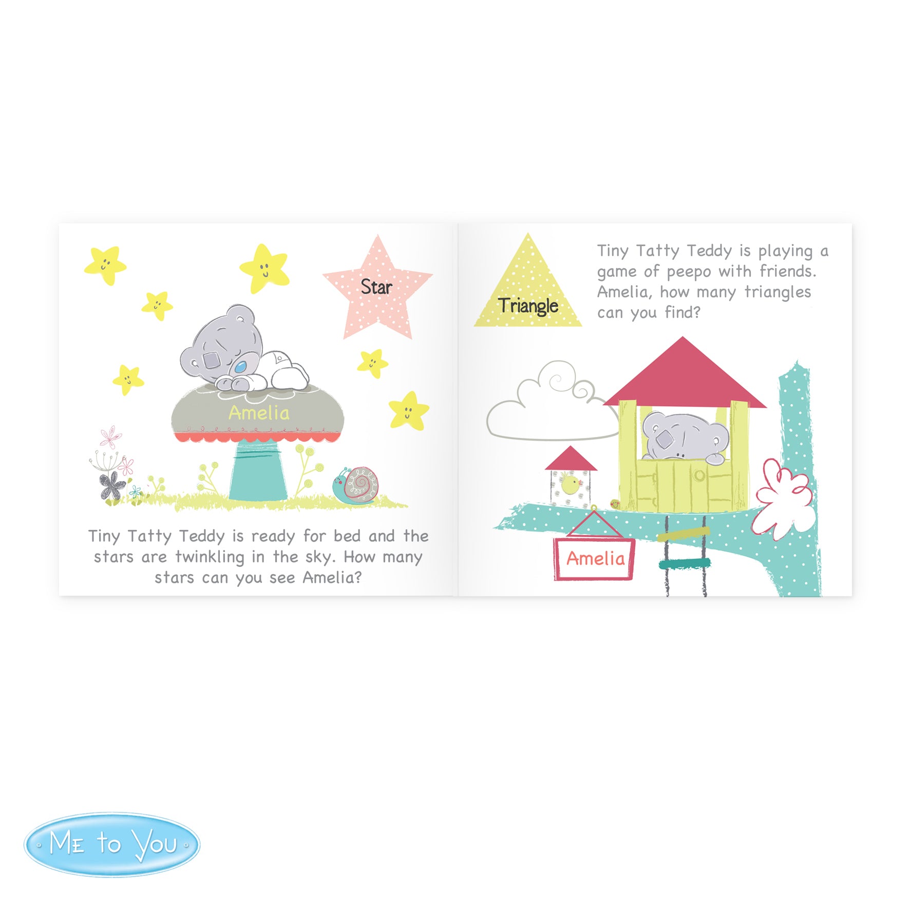 Personalised tatty Teddy learning book personalised
