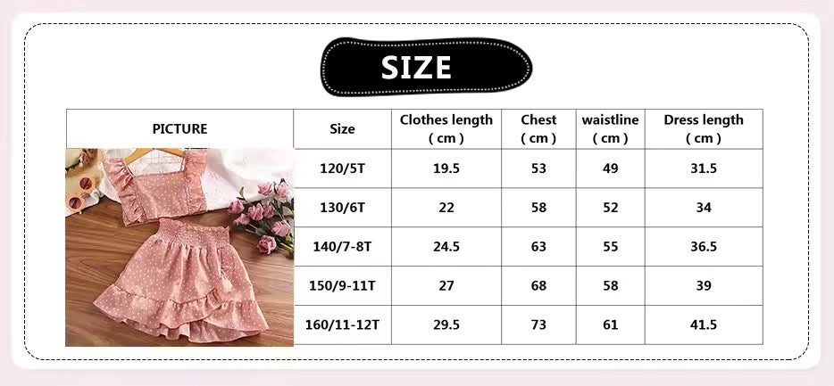 Girls Square Collar Vest Top + Lace Skirts